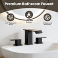 thumbnail image 4 of 8 in. Waterfall Widespread 2-Handle Bathroom Faucet, Matte Black with Splash-Free Curved Spout, Pop-Up Drain & 3-Hole Sink Installation, 4 of 11