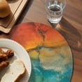 thumbnail image 3 of Abstract Round 13 Inch Placemats Set of 2, Orange Teal Green Gradient Fluid Modern Oil Painting HeatResistant Non Slip Place Mats for Dining Table, Wipeable Kitchen Table Mats for Housewarming, 3 of 9