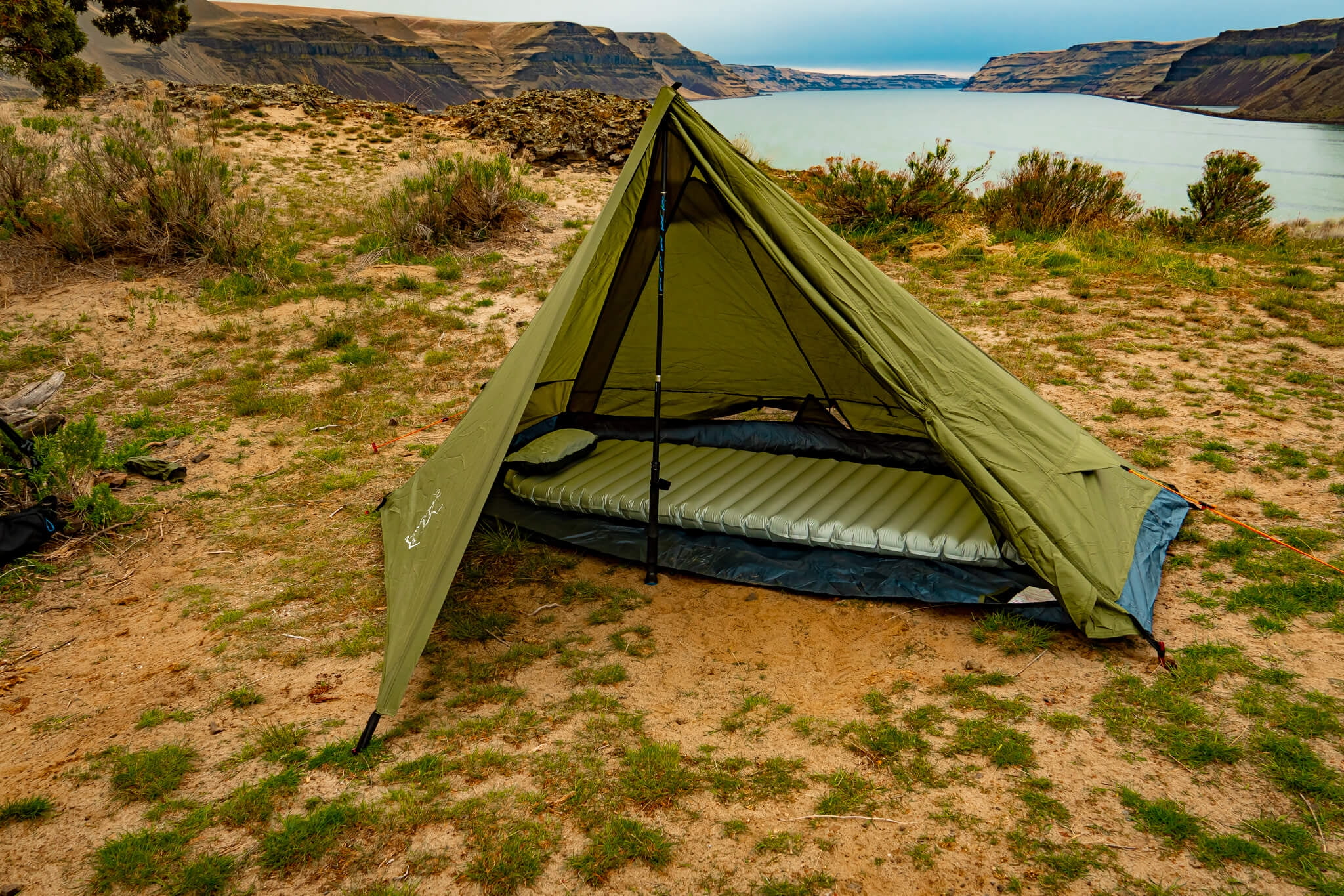 River Country Products One Person Trekking Pole Tent, Ultralight Backpacking Tent - Green