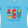 thumbnail image 4 of Inktastic Life is Better Flip Flops Women's V-Neck T-Shirt, 4 of 5
