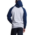 thumbnail image 2 of G-Style USA Men's Heavyweight Contrast Raglan Sleeve Fleece Pullover Hoodie Sweatshirt MH13112 - Heather Gray/Royal Caviar - Medium, 2 of 6