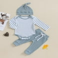thumbnail image 2 of Baby Clothes Set  Romper with Long Sleeve Striped Pants and Hat, 2 of 9