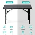 thumbnail image 5 of ChicCrest Portable 4 Foot Plastic Folding Table, Indoor Outdoor Heavy Duty Fold-in-Half Picnic Party Camping Barbecues Table with Carrying Handle-Black, 5 of 11