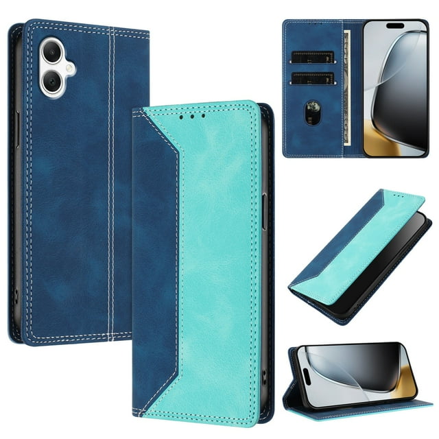 Funda FOXDOCK para Samsung Galaxy A07 de Cuero Premium Bicolor con Ranuras RFID, Carcasa Tipo Billetera Antigolpes y Soporte Plegable