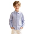 thumbnail image 4 of Hiijoy Kids Striped Shirt Long Sleeve Button Down Tops with Pocket Kids Casual Fall Shirt, 4 of 5