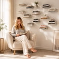 thumbnail image 3 of Invisible Floating Bookshelf, Black Stainless Steel Hidden Wall Mounted Storage Shelf, 1 Pack Hanger Decoration, for Organizing Books Small Decor Items Photos in Bedroom Living Room Dorm Home Office, 3 of 8