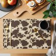 thumbnail image 2 of Print 1 Pcs Placemats, Farmhouse Beige Brown Prints Vintage Washable Wipeable Table Mats for Dining Tables, Indoor Outdoor Kitchen Place Mats for Holiday Party Table Decor, 2 of 9