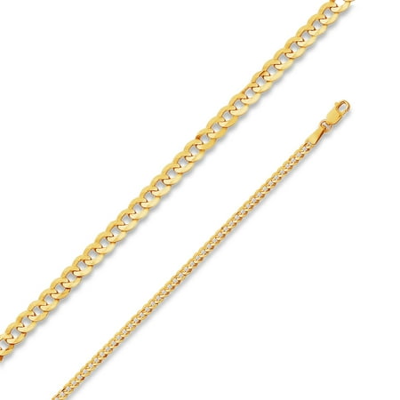 14k Yellow Gold Solid 2.7mm Cuban Concaved Curb Chain Necklace with Secure Lobster Claw Clasp 20"