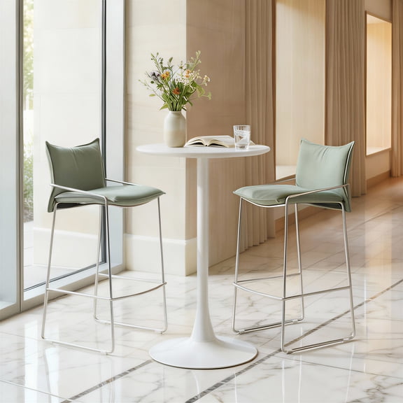Pola Barstool Green Barstool, Modern Style, Cozy polyester linen fabric, Plywood, Indoor Bar