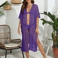 thumbnail image 2 of Danhjin Casual Swimsuit Coverups for Women Hollow out Short Sleeve Beachwear Summer Bikinis Beach Sun Bathing Swiming Cover up Loose Open Front Cardigan, 2 of 5