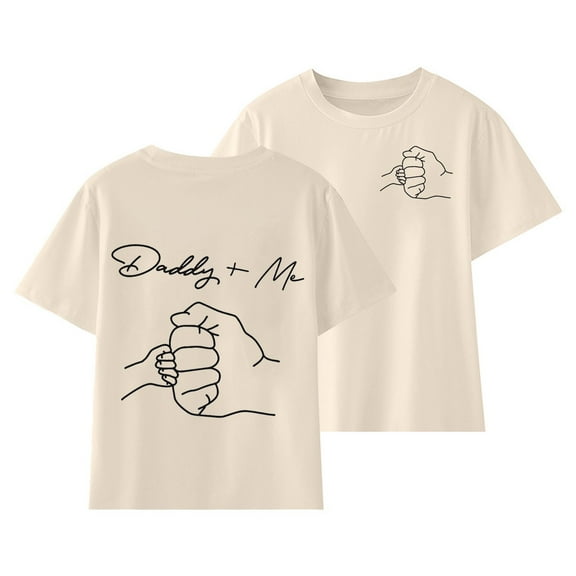 XXWXYD Clearence Family Matching Cotton T-Shirt Set - Father & Child Short Sleeve Crewneck Tee with Heartwarming Pattern Toddler Boys Girls Soft Everyday Basics Playground Outfits