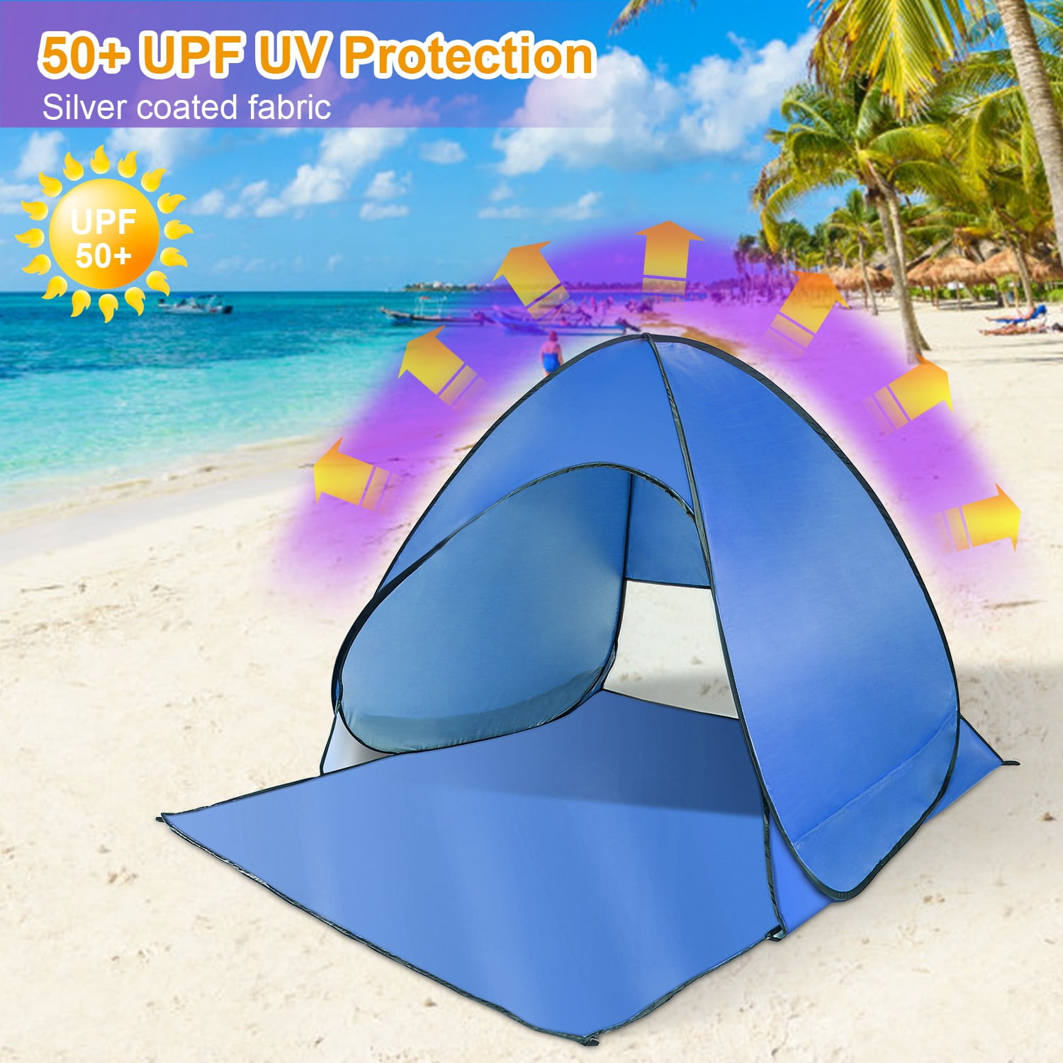 iMountek Sun Shelter Tent for 2-3 Person, Portable Waterproof Fishing Camping Tent with Carry Bag, Blue