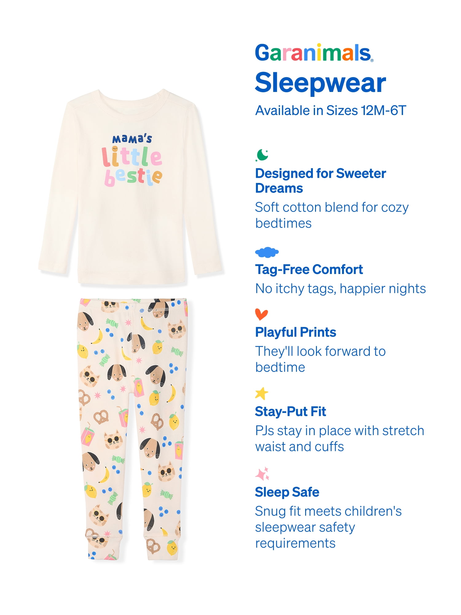 Garanimals Baby & Toddler Pajama Sets, 2-Piece & 6-Piece, Sizes 12M–6T