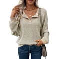thumbnail image 3 of Shine Up Patchwork Sweatshirts for Women V Neck Long Sleeve Shirts Casual Pullover Tops, 3 of 8