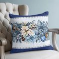 thumbnail image 4 of Pillow Covers 16x16 Set of 2, Navy Blue Christmas Throw Pillow Covers Decorative Couch Cushion Cover, Poinsettia Xmas Ball Berry Winter Microfiber Soft Square Pillowcases for Bedroom Living Room Sofa, 4 of 9