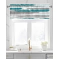 thumbnail image 2 of Abstract Art Linen Curtain Valance for Bedroom/Bathroom/Kitchen/Office/Living/Dining Room Windows,Contemporary Tainted Teal Grey White Painting Pocket Topper Drapes Decorative Cafe Drapery 42x12, 2 of 6