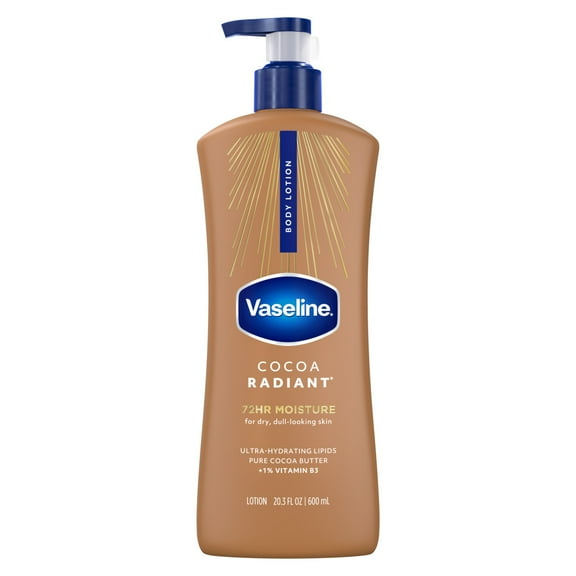 Vaseline Intensive Care Body Lotion for Dry Skin Cocoa Radiant Lotion Made with Ultra-Hydrating Lipids and Pure Cocoa Butter for a Long-Lasting, Radiant Glow, 20.3 fl oz