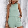 thumbnail image 5 of Feancey Cotton Sets for Women 2 Piece Summer Outfits Sleeveless Tank Tops and Elastic Waist Shorts Matchin Set 2025 Trendy Travel Short Set with Pockets Green XL, 5 of 7