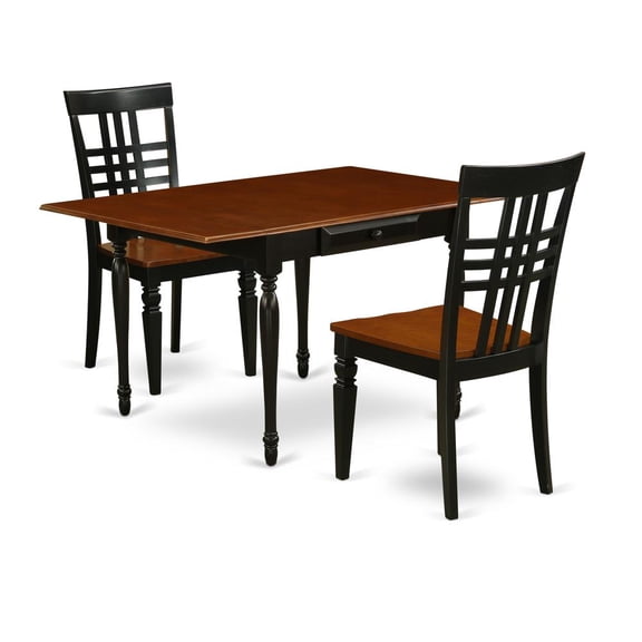 East West Furniture Dining Room Set Black & Cherry, MZLG3-BCH-W