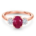 thumbnail image 3 of Gem Stone King 18K Rose Gold Plated Silver Ring Ruby Moissanite (2.06 Cttw), 3 of 7