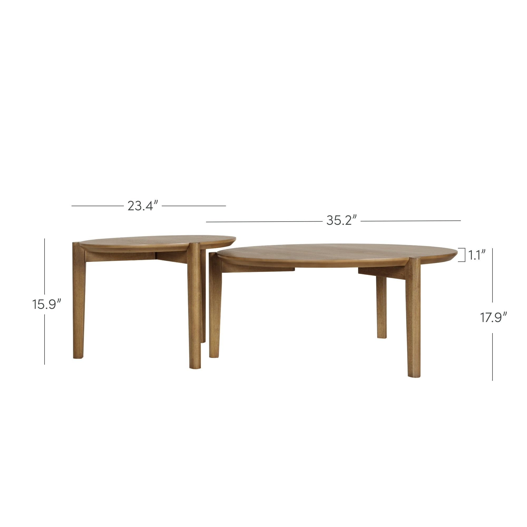 Nathan James Kendall Round Nesting Living Room Coffee Table Set of 2, Stalking Accent Tables with Wire Brushed Finish, Light Brown