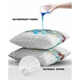 thumbnail image 4 of Pack of 2 Outdoor Pillow Covers, Summer Starfish Coral Shell Sea Life Grey Plaid Waterproof Square Throw Pillowcase Cushion Decorative Pillow Covers for Couch Patio Tent, 16x16 in, 4 of 6