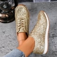 thumbnail image 3 of XILOO All-Season Glitter Sneakers for Women Lace-Up Low Top Comfort Sequins Solid Lightweight, 3 of 6