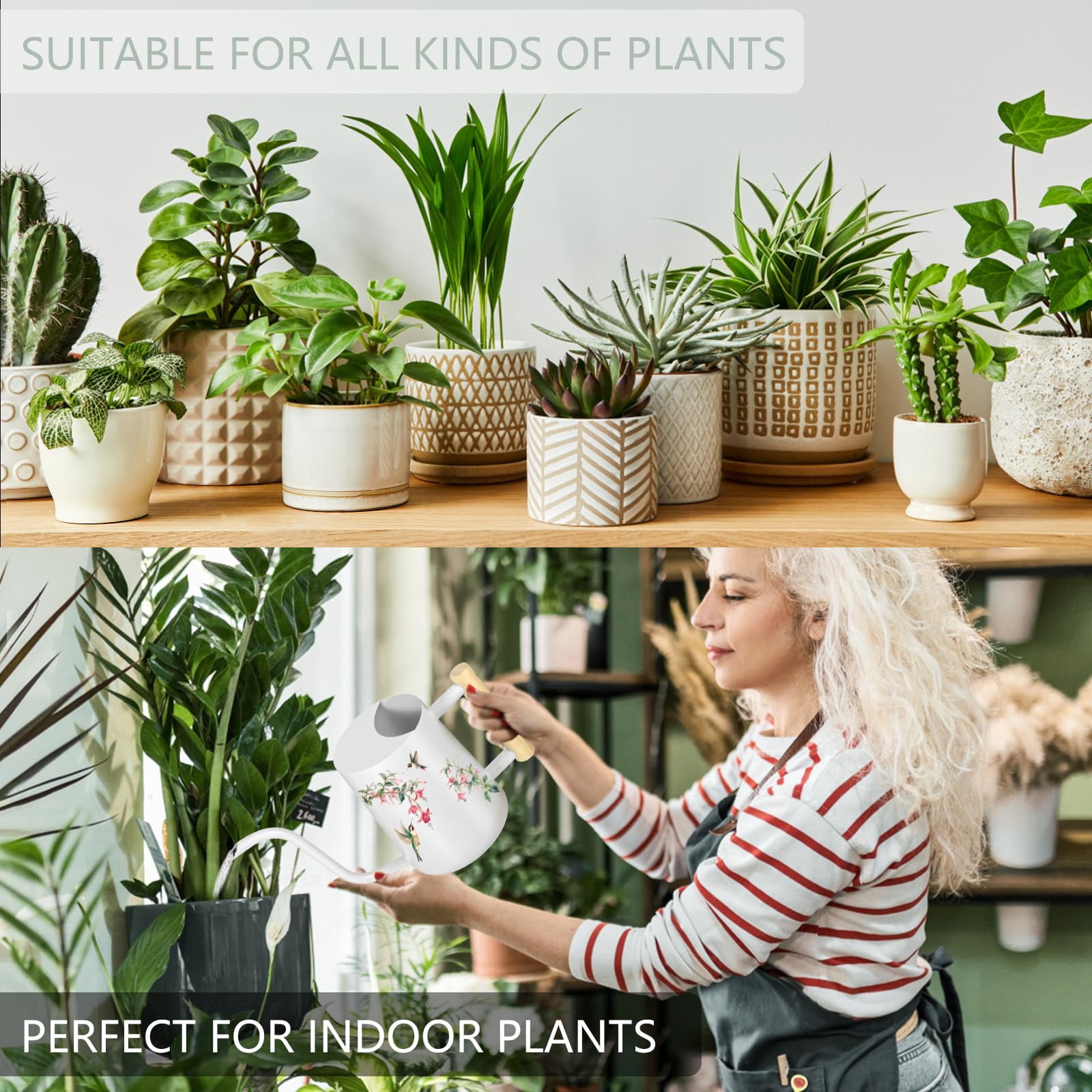 Watering Can Indoor Plants, 35oz Small Stainless Steel Metal Watering Can Modern Decorative Watering Pot with Long Spout for Indoor House Plant Bonsai Garden Flowers (Copper) - WHITE 1