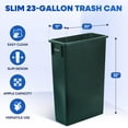 thumbnail image 4 of Plastic Prince 23 Gallon Slim Trash Can Kitchen, Commercial Tall Trash Bin Narrow, Rectangular Slim Jim Skinny Garbage Can for Home Garage Cabinet Restaurant, Green, 4 of 9
