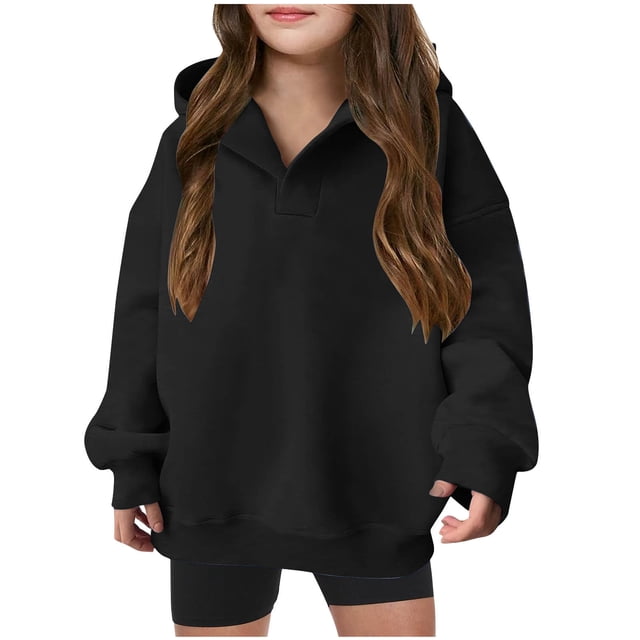 MeetoTime Sweat à Capuche pour Enfants Manches Longues Col Rond Couleur Unie Pull pour Bébés Garçons Filles 5-14 Ans