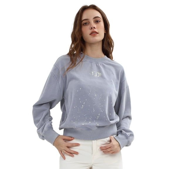 Amazhiyu Women's Printed Drop Shoulder Crew Neck Long Sleeve Pullover Sweatshirt