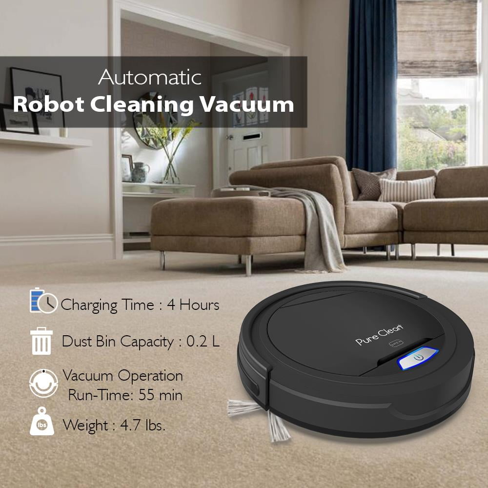 Black Pyle PureClean Automatic Programmable Robot Vacuum Home Cleaning System 