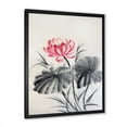 thumbnail image 2 of Designart 'Two Monochrome Leaves With Lotus Flower' Traditional Framed Art Print, 2 of 4