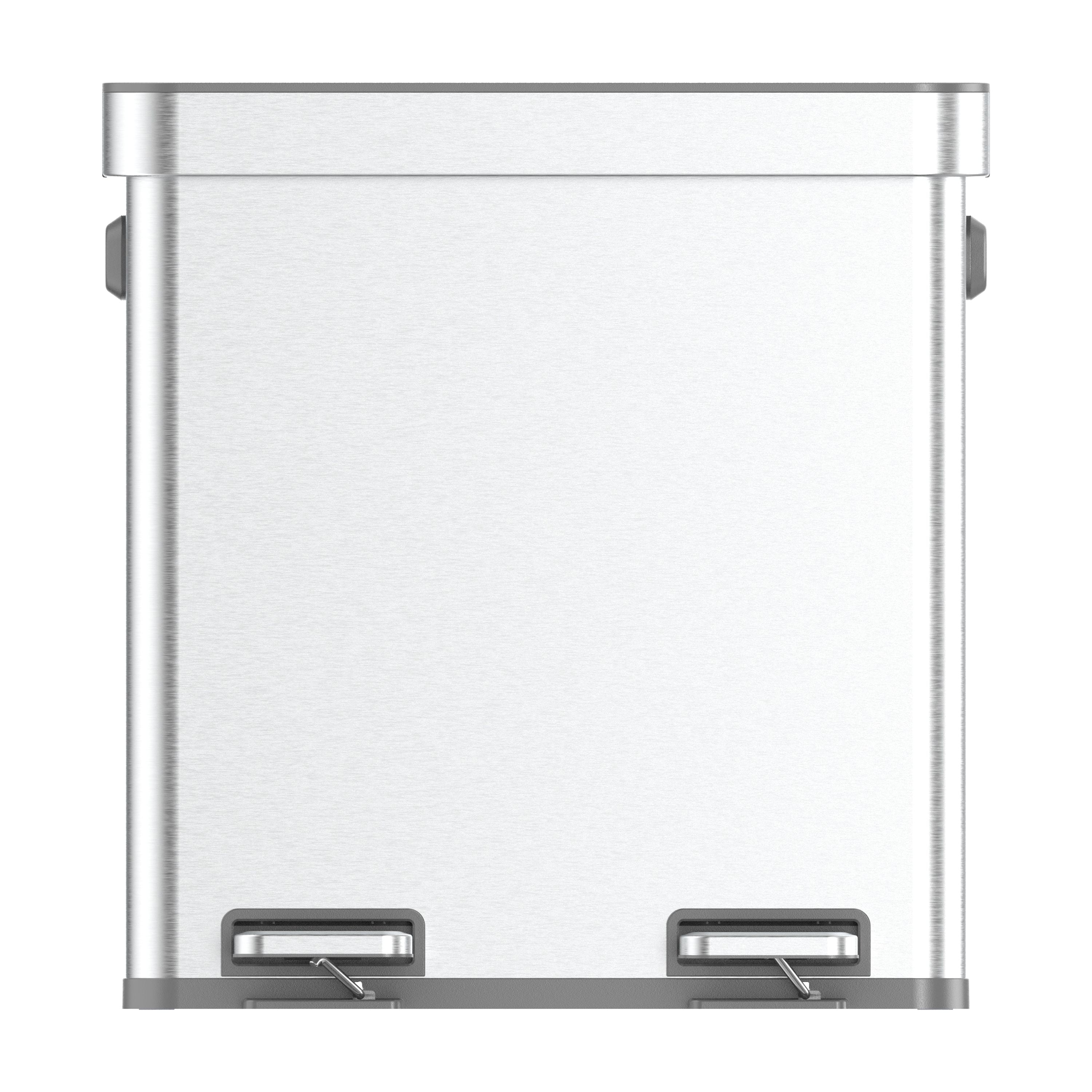 Better Homes & Gardens Kitchen Trash Can, 18 Gallon Stainless Steel Recycle Step Garbage Bin with Dual Compartment Lid, Silver