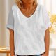 thumbnail image 5 of Camiseta de manga larga para mujer, cuello redondo, holgada, color blanco, blusa informal de verano, AL M, 5 of 14