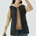 thumbnail image 4 of HTNBO Womens Long Puffer Vest Winter Ultra Light Quilted Long Down Vest Stand Collar Full Zip Pockets Black Outerwear Vest, 4 of 6