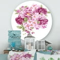 thumbnail image 2 of Designart 'Bouquet Of Pink Retro Flowers' Traditional Circle Metal Wall Art 11x11 - Disc of 11, 2 of 5