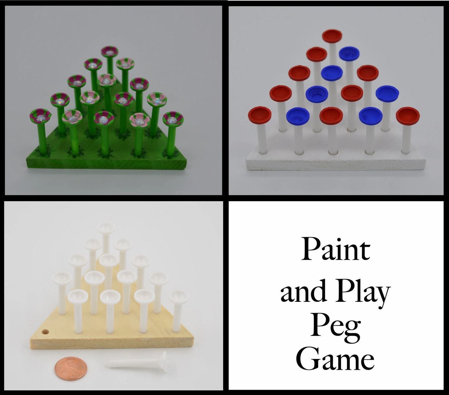 Triangle Hop the Peg Game Challenging & Tricky Solitaire Game. DIY/Personalize & Give as a