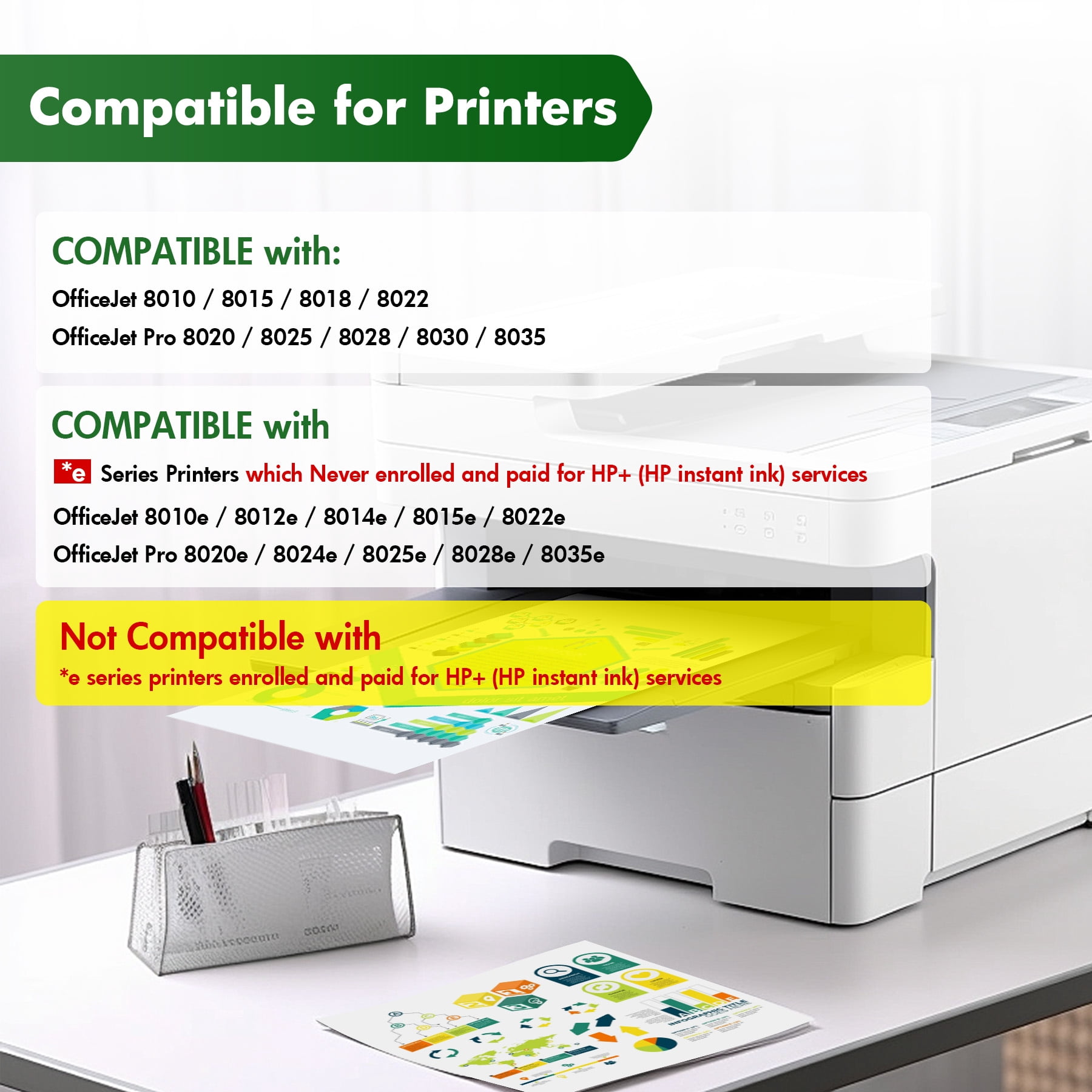 910XL Ink Cartridges Compatible for 910XL Printer Ink Combo Pack for OfficeJet Pro 8020 8025 8028 8035 8030 8030 8010 8015 8018 8022 Printer (Black,Cyan,Magenta,Yellow,4-Pack)