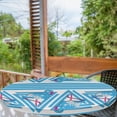 thumbnail image 2 of Ambesonne Tropical Emoji Fitted Round Tablecloth, Lines Flamingos Plot, 36"- 40" Diameter, Deep Sky Blue White Pink, 2 of 5