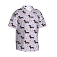 thumbnail image 2 of Fotbe Dachshund Dog Puppy Hawaiian Shirt for Men Unisex Summer Beach Casual Short Sleeve Cotton Linen Button Down Shirts-Large, 2 of 9