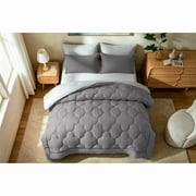 Bedtreat King Comforter Sets,7-Pieces Reversible Bedding Sets,Bed in a Bag with Comforter, Flat Sheet and Fitted Sheet, Pillowcases & Shams,Dark Gray/Light Gray
