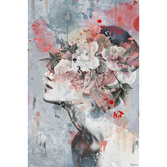 Parvez Taj Pink Flower Face Canvas Wall Art