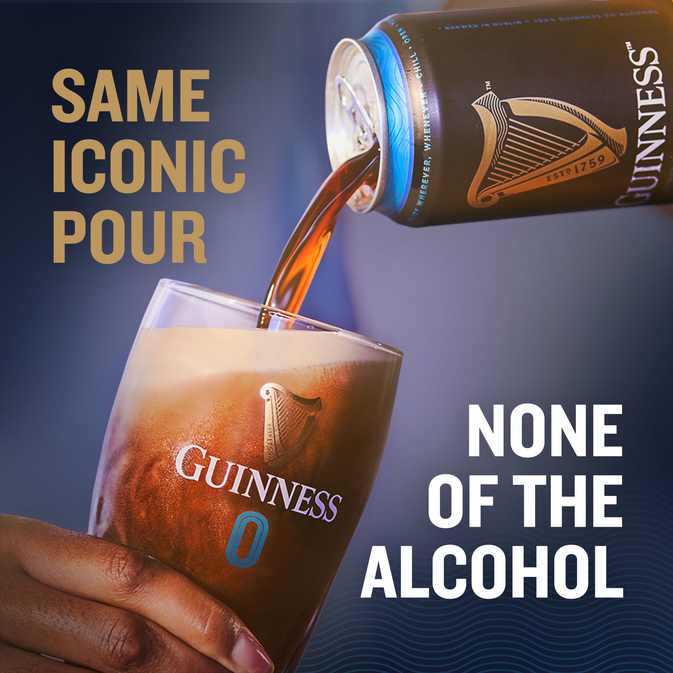 Guinness 0 Draught Non-Alcoholic Import Beer, 4 Pack Cans, 14.9 fl oz, Less Than 0.5% ABV