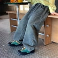 thumbnail image 5 of Kids Elastic Waist Wide Leg Jeans, Baggy Light Wash Denim Pants for Vacation and Weekend Activities Blue 120, 5 of 7