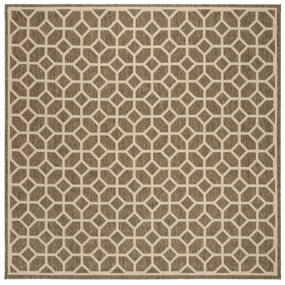 SAFAVIEH Beach House Kadri Geometric Indoor/Outdoor Area Rug, Beige/Cream, 6'7" x 6'7" Square