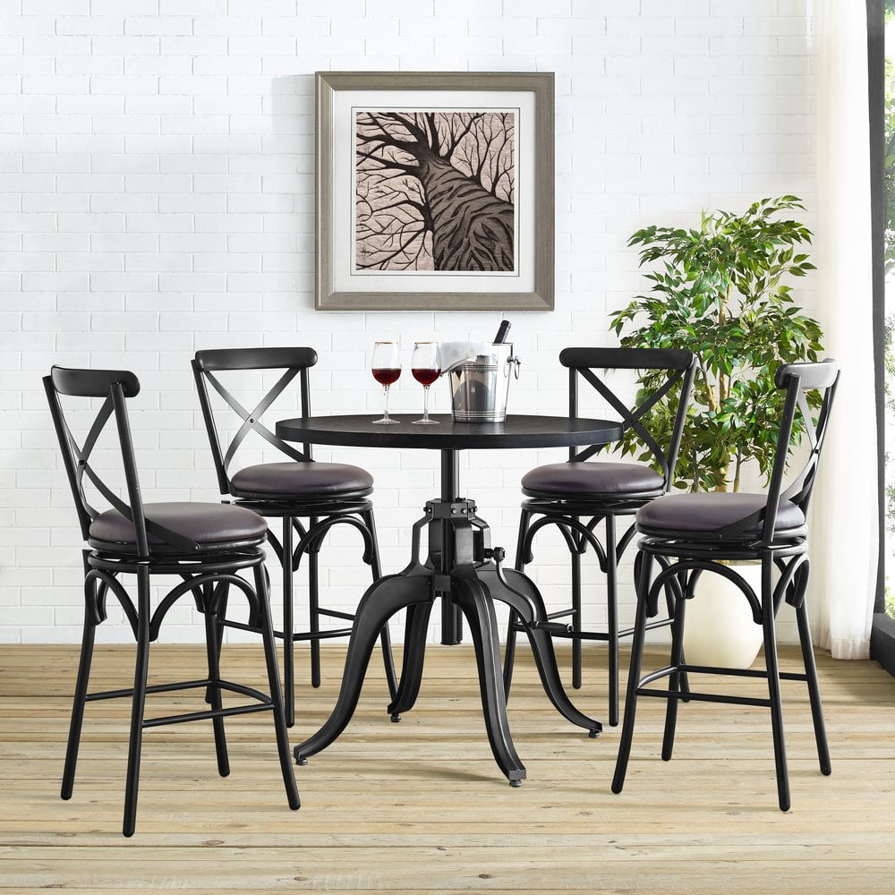 Home Fare Distressed Antique Black Metal Swivel Barstool