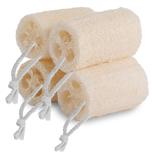 4 Pack Natural Loofah Sponge,Organic Loofah Sponge Organic Luffa Organic Sponge Bath for Shower Scrubbing and Kitchen Cleaning