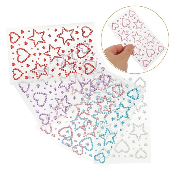 Homoyoyo Heart and Star Rhinestone Face Stickers, Self-Adhesive Decorative Gems for Festivals, Parties, Costumes, and Makeup Looks