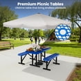 thumbnail image 7 of AwayHome 4FT Metal Patio Picnic Tables with Umbrella Hole Thermoplastic Coated Commercial Rectangular Picnic Table, Surface Mounted, Blue, 7 of 7
